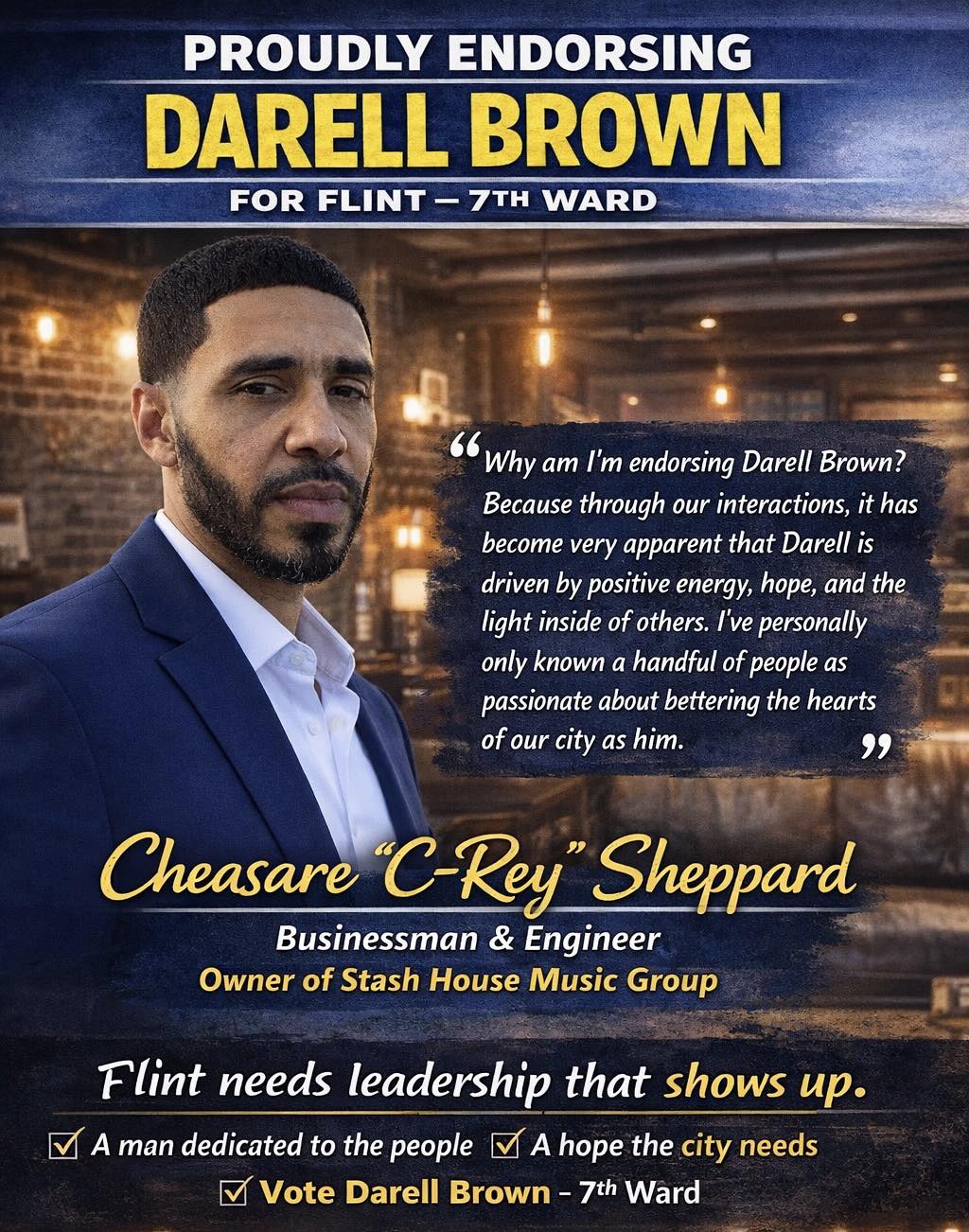 7th Ward resident showing support for Darell Brown