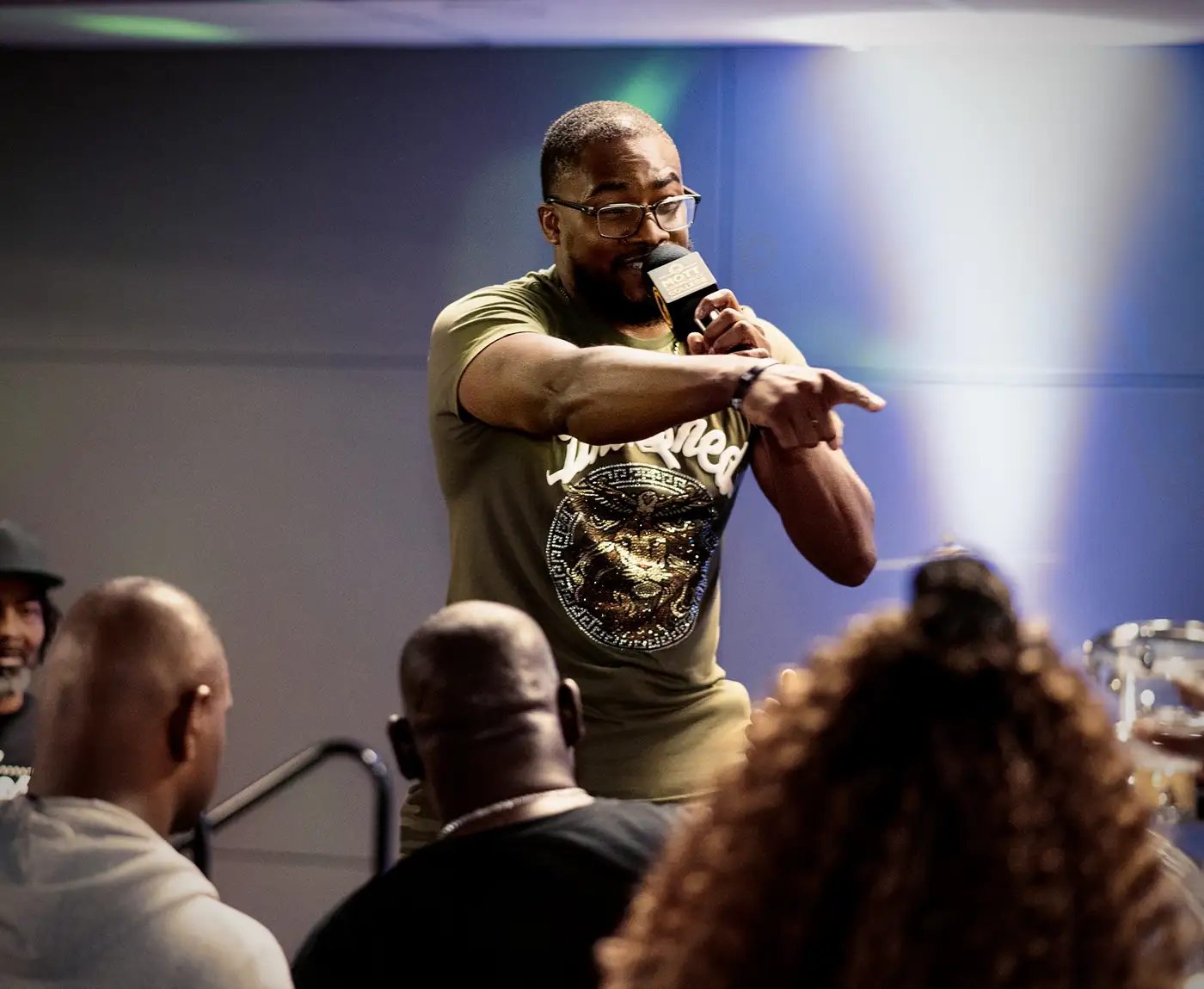 Darell Brown speaking to residents at a community program