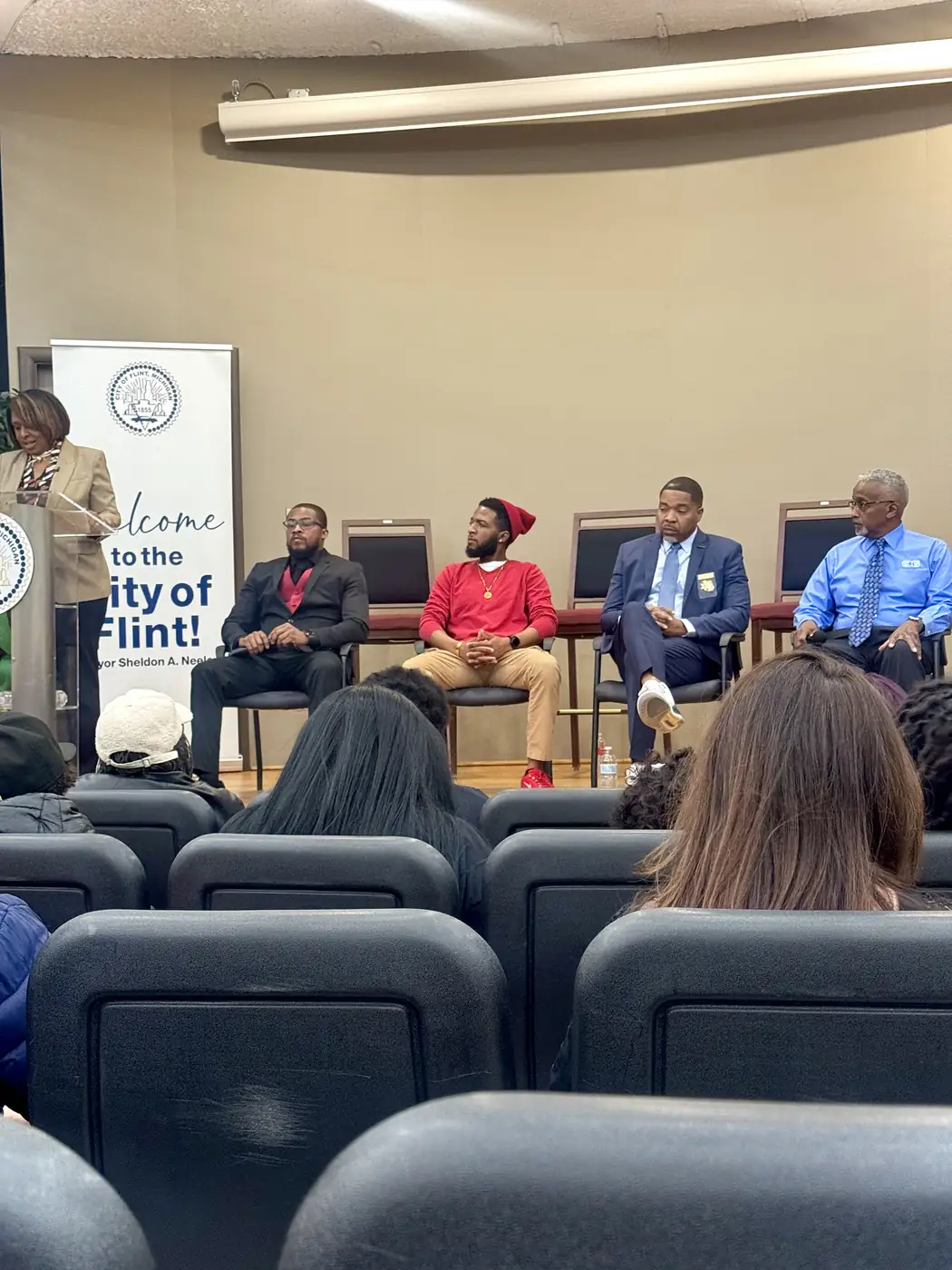 Darell Brown participating in a community panel discussion